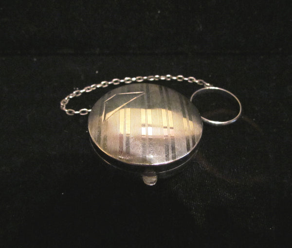 Antique Sterling Silver Powder Compact Finger Ring 1910 Snuff Box