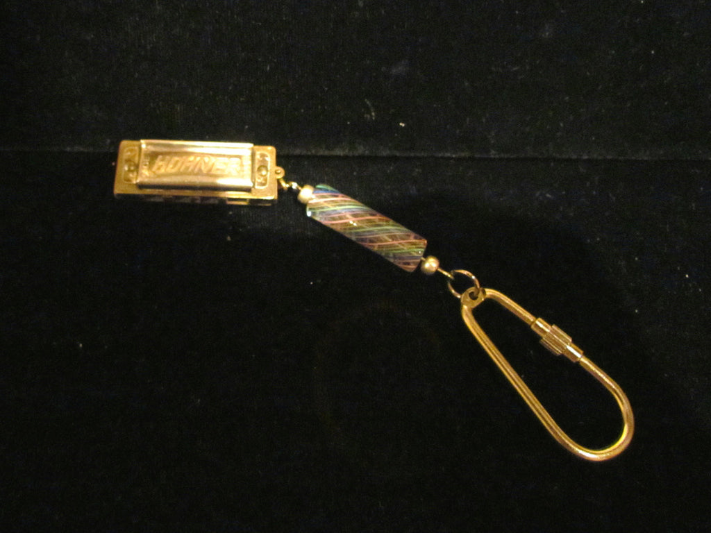 Vintage Hohner Harmonica Keychain OOAK Unisex Glass Beaded