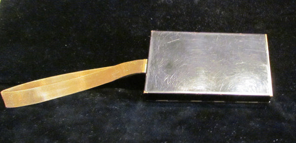 Black & Gold Enamel Compact Purse Art Deco Cigarette Case 1930's Mesh Wristlet Purse