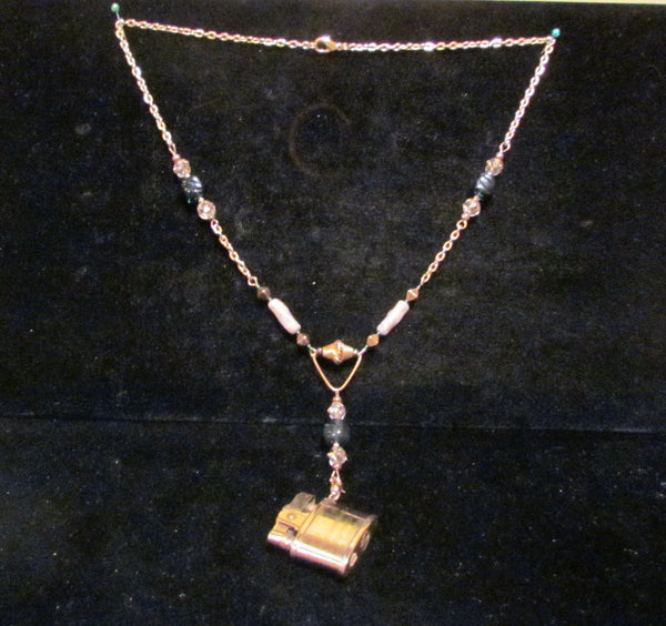 Handmade Lighter Necklace Beaded Vintage Lighter Necklace OOAK Pendant