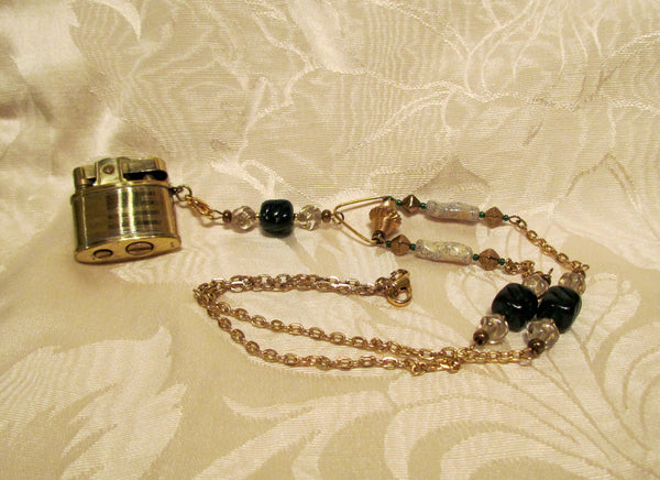 Handmade Lighter Necklace Beaded Vintage Lighter Necklace OOAK Pendant