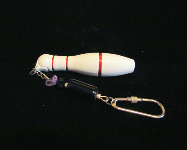 Bowling Pin Lighter Keychain Handmade OOAK Working