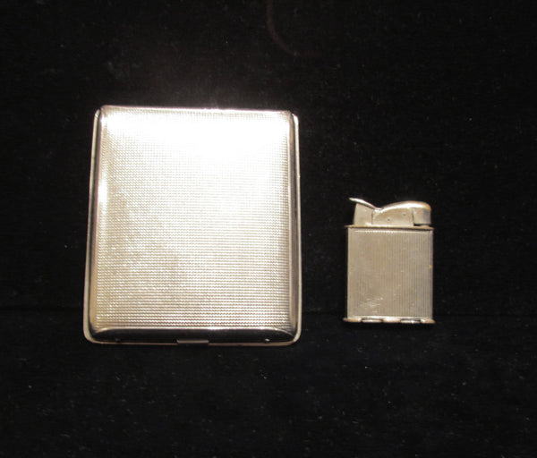 Evans Silver Cigarette Case & Lighter Set 1930's Working Spitfire Lighter