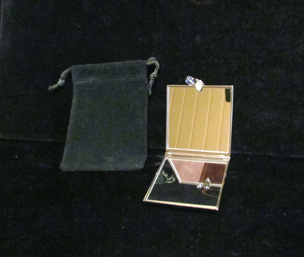 Butterfly Enamel Mirror Compact Silver Pocket Purse Compact