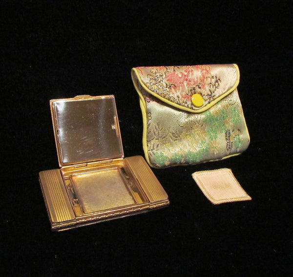 1930s La Mode Guilloche Enamel Powder Rouge And Lipstick Compact Excellent Condition