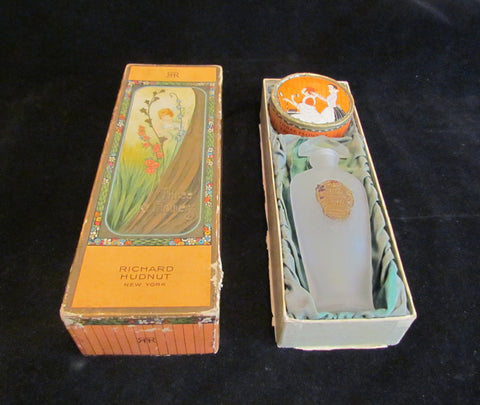 Rare Richard Hudnut Perfume & Powder Box Gift Set 1920's Perfume Vintage Three Flowers