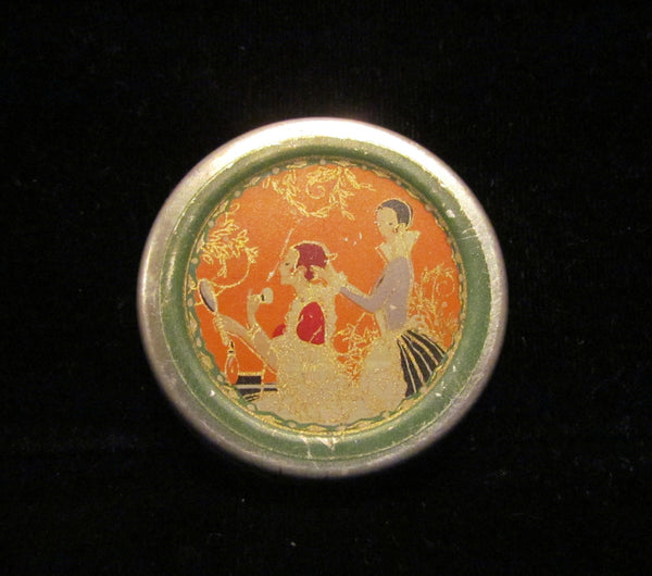 1920's Richard Hudnut Three Flowers Jar Vanishing Cream Frosted Satin Bottle Gold Foil Label Litho Lid