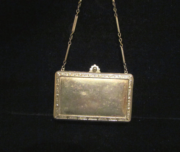 1926 D F Briggs Victorian Silver Guilloche Wristlet Compact Dance Purse