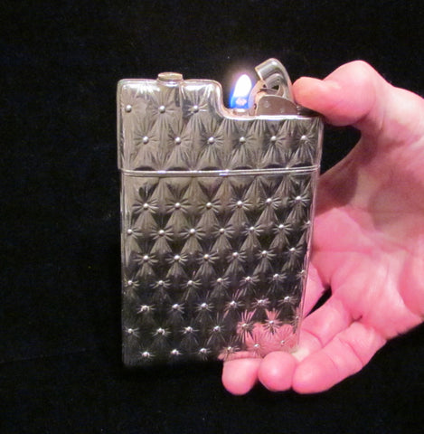 Working Silver Case Lighter Evans Cigarette Lighter Art Deco Case 1940's