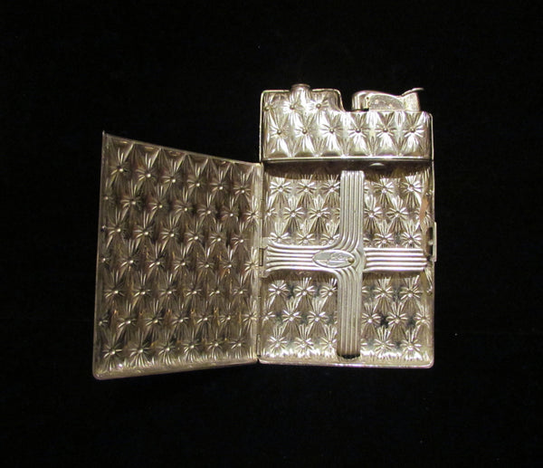 Working Silver Case Lighter Evans Cigarette Lighter Art Deco Case 1940's
