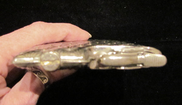 Working Silver Case Lighter Evans Cigarette Lighter Art Deco Case 1940's