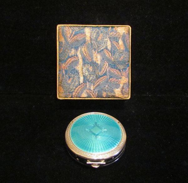 Richard Hudnut Guilloche Enamel Deauville Compact 1920's Powder Rouge Excellent Condition