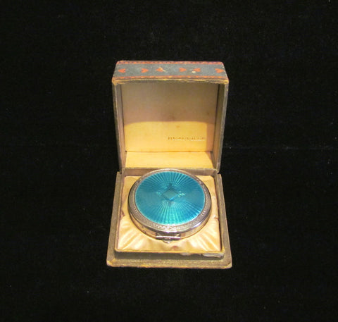 Richard Hudnut Guilloche Enamel Deauville Compact 1920's Powder Rouge Excellent Condition