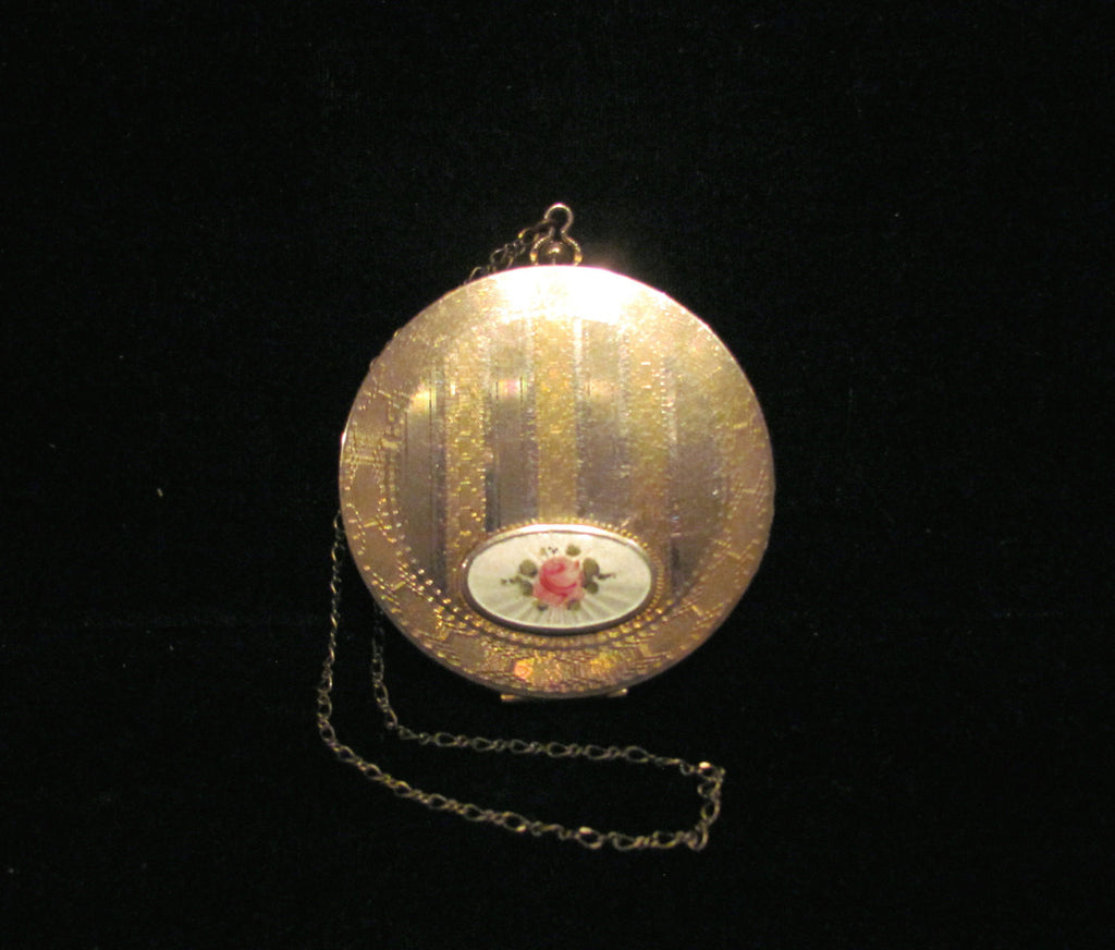 1920's D.F. Briggs Gold Filled & Guilloche Powder Compact Wristlet Purse Art Deco Rare