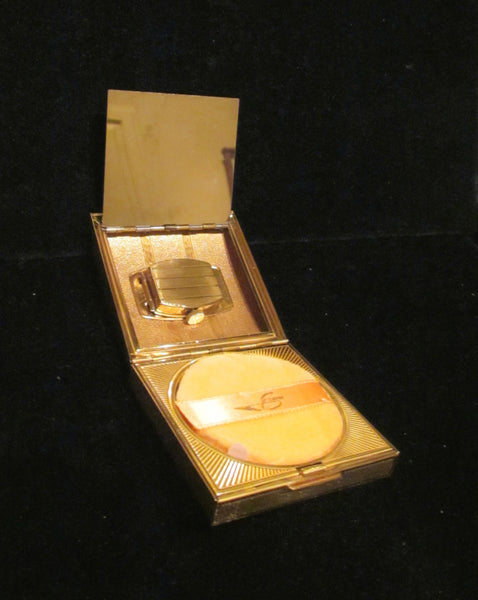1940's Evans Clock Compact Steamer Trunk Powder Compact Watch Rare Unused Working