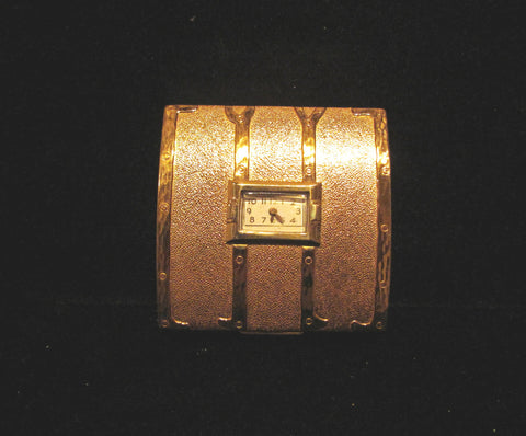 1940's Evans Clock Compact Steamer Trunk Powder Compact Watch Rare Unused Working