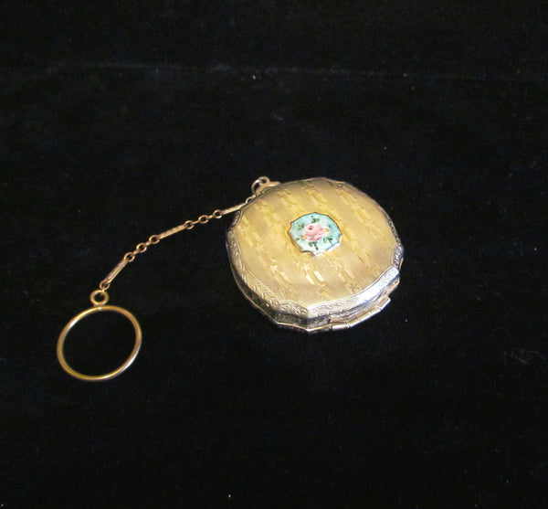 1920s Compact Purse Vintage Compact Dance Purse Guilloche Powder Rouge Finger Ring