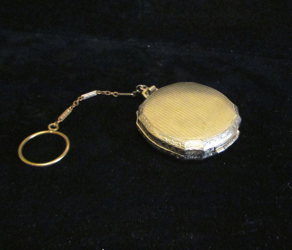 1920s Compact Purse Vintage Compact Dance Purse Guilloche Powder Rouge Finger Ring