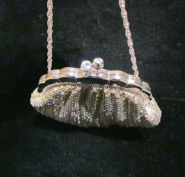 Duramesh Silver Mesh Rhinestone Purse 1940's Glomesh Purse Unused Wedding Formal Evening Bag