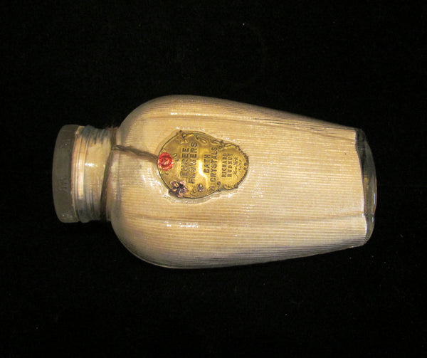 1920's Richard Hudnut Bottle Vintage Bath Salts Three Flowers Perfume Bottle Vintage Bath Crystals Bottle Full & Unused