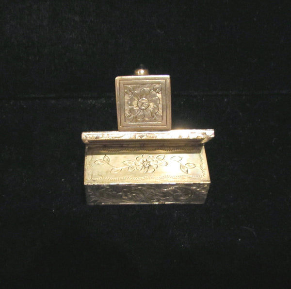 800 Silver Italian Lipstick & Mirror Case Vintage Lipstick Holder Sapphire Clasp 1910s