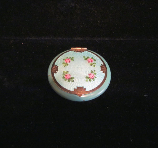 1920s Guilloche Enamel D. F. Briggs Powder Rouge And Mirror Compact