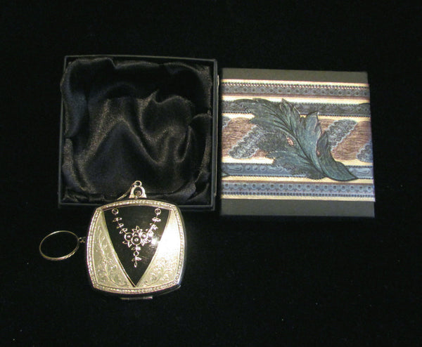 1920s Evans Compact Purse Art Nouveau Enamel Powder Rouge Compact Dance Purse Finger Ring