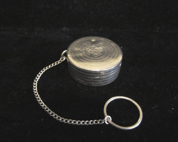 Sterling Silver Snuff Box Finger Ring Compact Antique Dance Purse 1800's Pill Holder