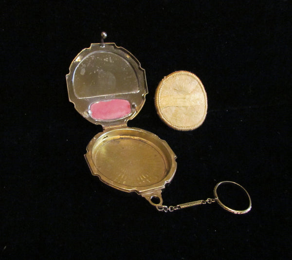 Art Deco Evans Compact Purse 1920's Vintage Enamel Powder Dance Purse Finger Ring