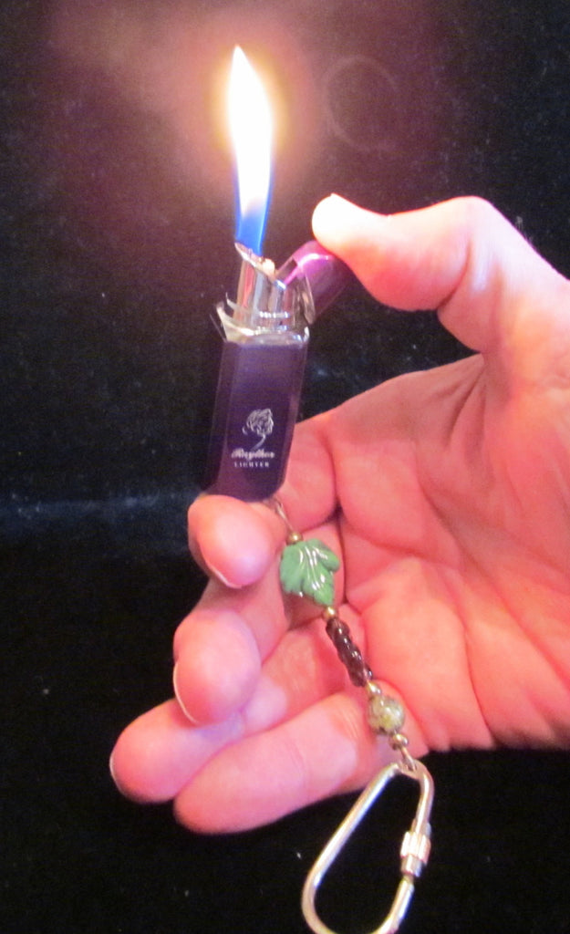 Purple Lipstick Lighter Keychain Handmade OOAK Key Chain Working Lighter