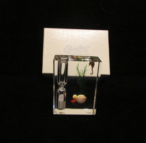 Clearfloat Lucite Timer Sea Shells Seahorse 1950's Sand Timer Unused In Original Box Mid Century