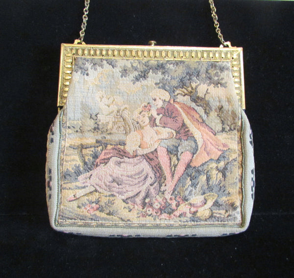 Victorian Petit Point Purse Antique 1900s Tapestry Purse