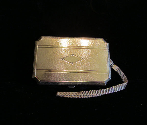Dermay Silver Plated Compact Purse 1910's Wristlet Purse