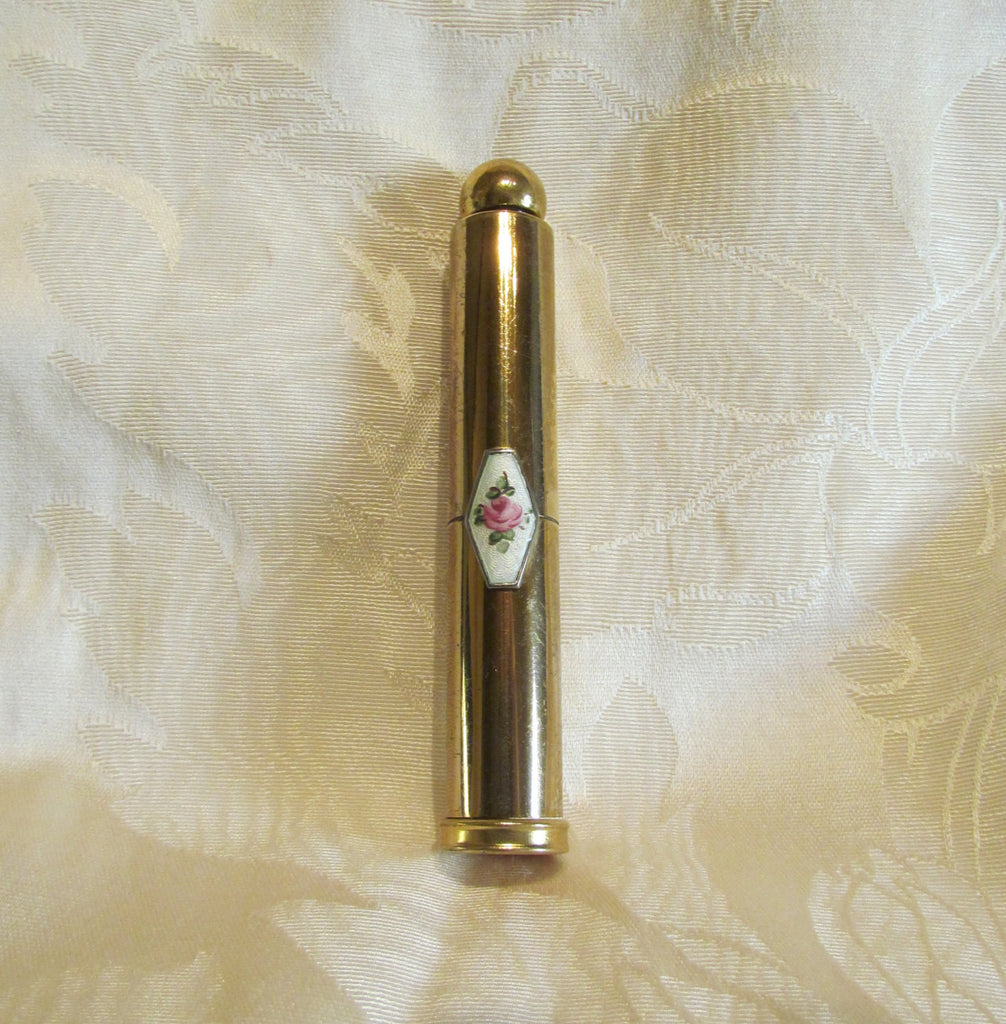 Perfume Bottle & Lipstick Case 1920's French Guilloche Lipstick Collectible Travel Bottle