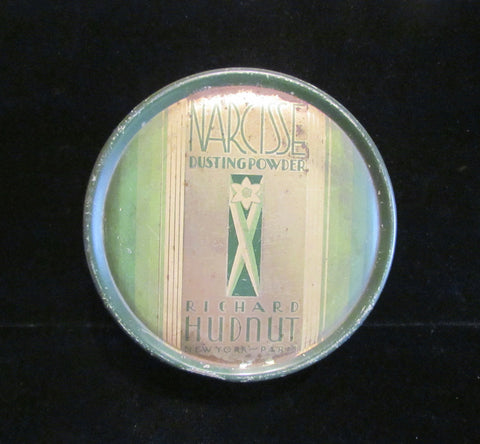 Vintage Powder Tin Richard Hudnut Tin Narcisse Dusting Powder Tin 1930s Art Nouveau Tin RARE