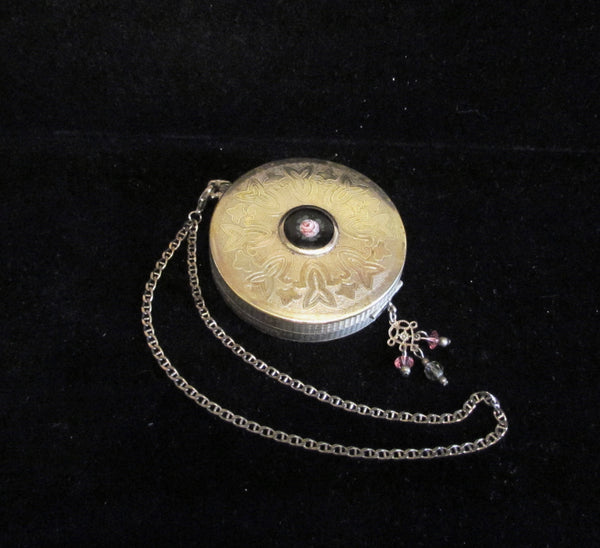 Antique Compact Dance Purse 1910 Powder Mirror Compact Wristlet Purse