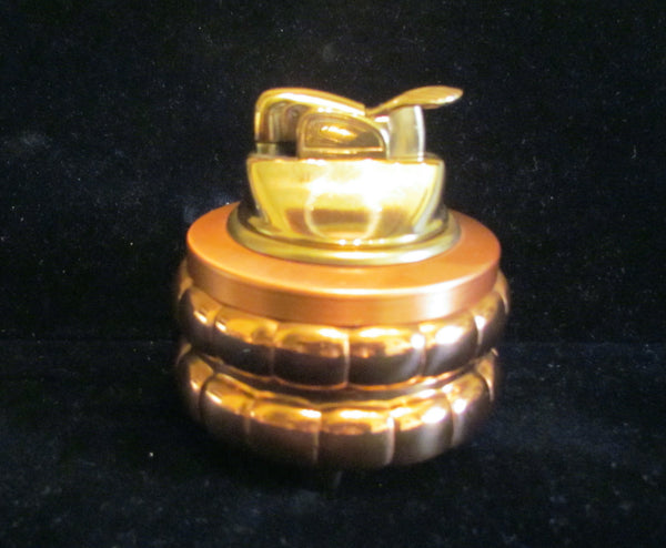 1950's Evans Copper Table Lighter &  Ashtray Set Tabletop Working Lighter
