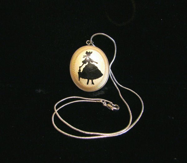 Victorian Guilloche Enamel Pendant Powder Compact Necklace With Sterling Silver Chain