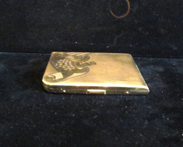 1940's Elgin Cigarette Case Gold Business Card Case Etched Pattern