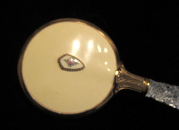 1930s Guilloche Brush Crystal Handle Vintage Natural Bristle Hair Brush