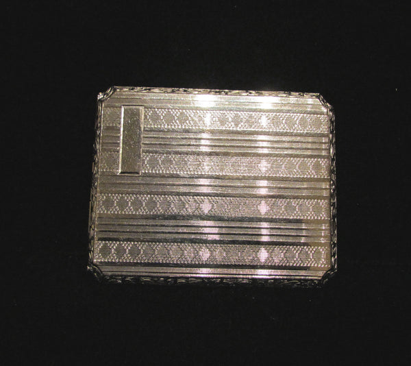 1910 EAM Cigarette Case Vintage Silver Plate Business Card Case Edwardian Antique Case