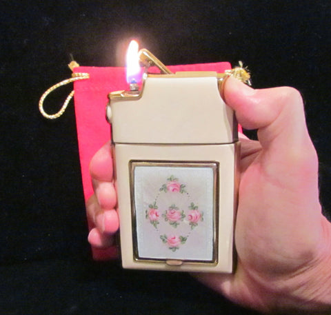 Guilloche Enamel Marathon Cigarette Case Lighter Compact Working Lighter Excellent Condition