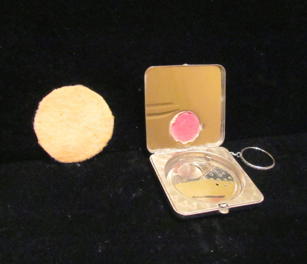 Art Deco Compact Purse 1920's Enamel Powder And Rouge Compact With Chatelaine Finger Ring