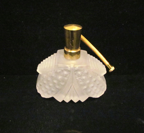 IRICE Perfume Bottle White Frosted Bottle Vintage Art Deco Bottle Satin Glass Bottle