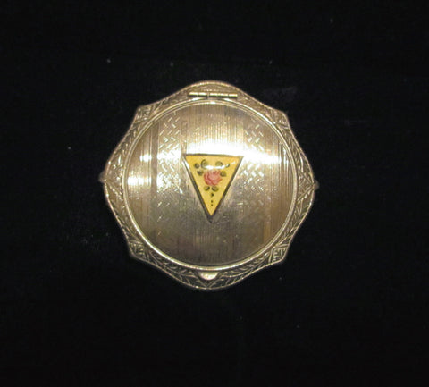 Guilloche Powder Compact Art Deco Silver Powder Rouge Compact