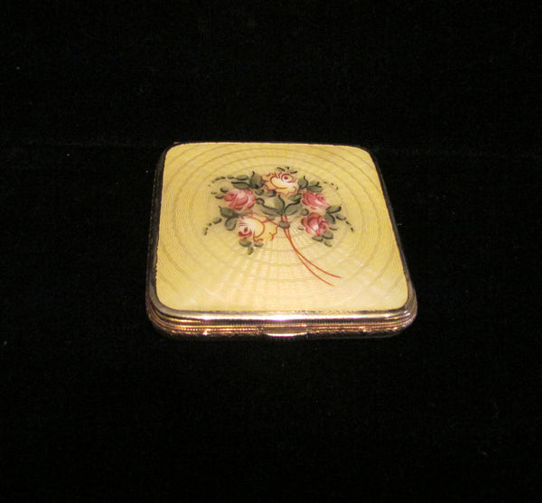 Bliss Brothers Guilloche 24kt Gold Plated Powder Rouge Compact 1930's