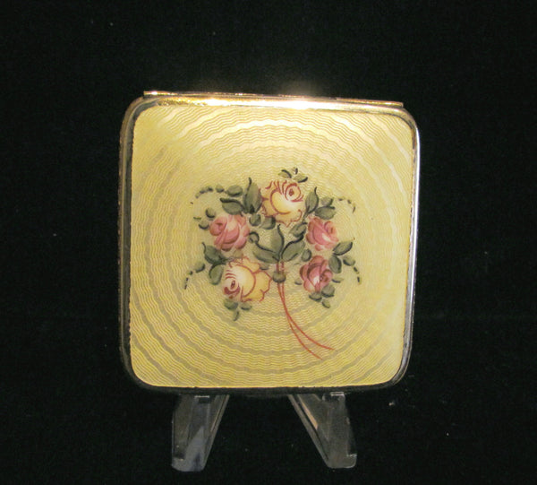 Bliss Brothers Guilloche 24kt Gold Plated Powder Rouge Compact 1930's