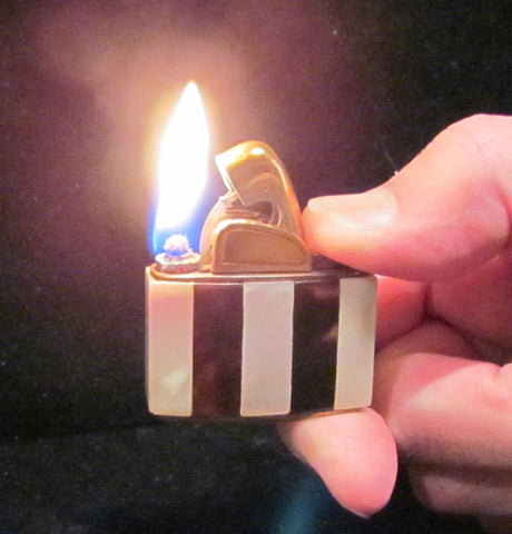 1950s Evans Mother Of Pearl & Tortoise Shell Lighter Pocket Purse Working Lighter Boxed