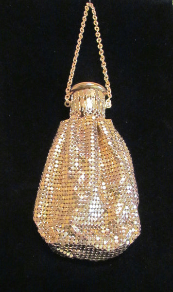 Vintage Gold Accordion Purse Whiting & Davis Beggars Bag Gate Top Purse 1920's Mint & Unused
