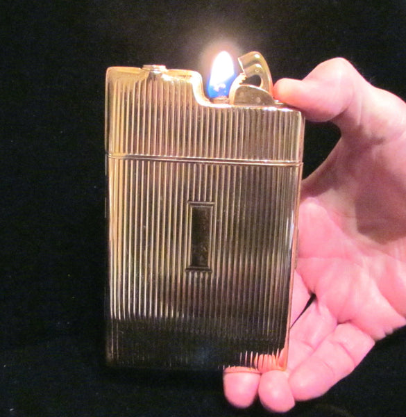 1950s Evans Gold Cigarette Case Lighter In Original Box Working Condition
